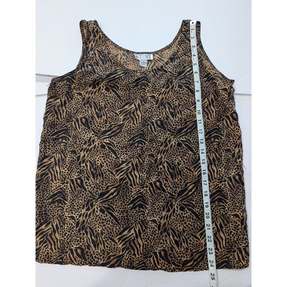 Vintage Animal Print Tank Top Silk Sleeveless Mob Wife Fran Drescher Small - Picture 7 of 7
